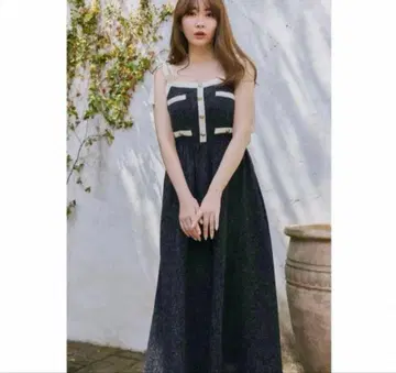 Herlipto 베로나 트위드 롱 드레스 M 블랙