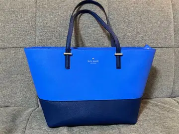 거의 미사용 케이트 스페이드 토트백 바이컬러 블루 계열 사피아노 가죽
