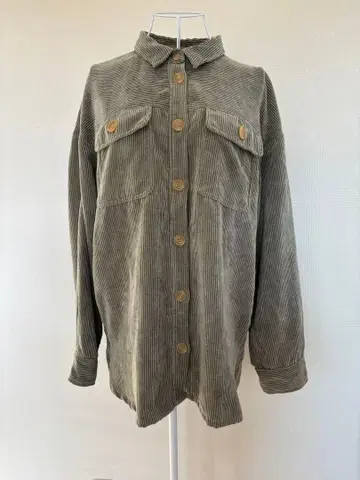 투데이풀 카키 코듀로이 오버 사이즈 셔츠