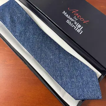 가마쿠라 셔츠 별주 애스콧사 인디고 블루 솔리드 타이 데님 색상 넥타이