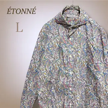 에토네 레지우노 페이즐리 무늬 긴팔 셔츠 고급 코튼 100% 올 패턴 L