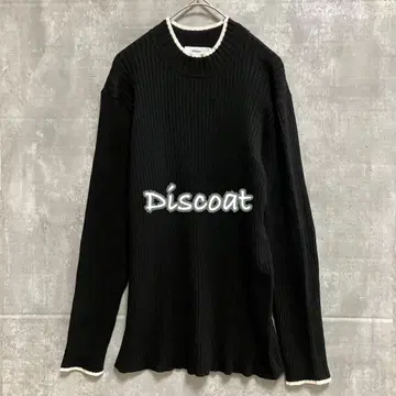 11 [ Discoat ] 리브 니트 스웨터 바이컬러 블랙 M 사이즈