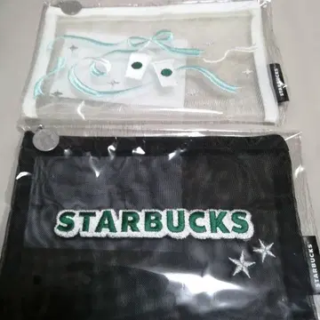 스벅 스타벅스 홀리데이 오리지널 메쉬 자수 파우치 블랙 화이트