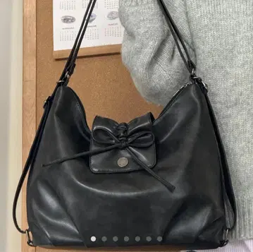 charme 센터 리본 3way 가죽 백 블랙