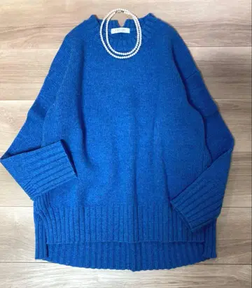 미사용 새상품 맥피 라무 캐시미어 니트 블루 S