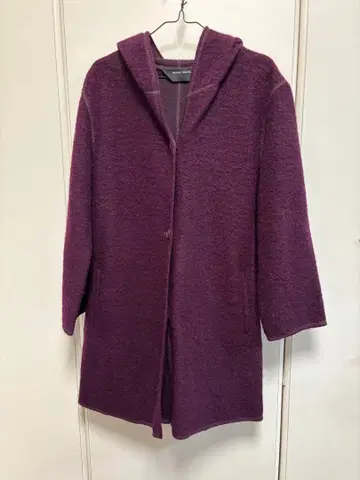 OSAMU MAEDA 후드 부착 보르도 롱 코트 가정화보 M