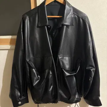 오버 사이즈 가죽 자켓 블랙