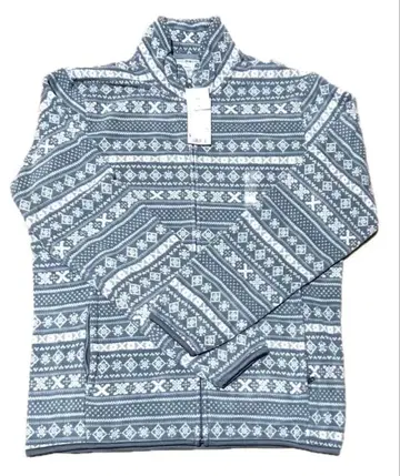 미사용 택 포함 유니클로 플리스 자켓 올 패턴 그레이 계열