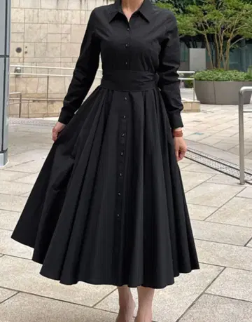 [JENNE] 젠느 오드리 룩 에어리 원피스 긴팔 블랙 S