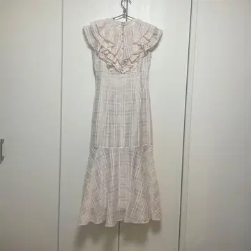 Noela 시어 체크 프릴 원피스 핑크 s