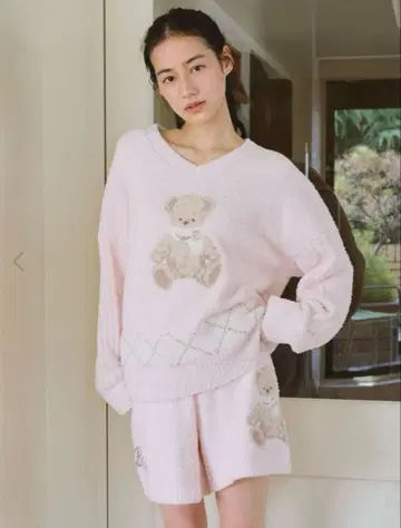 두꺼운 원단 몰 아가일 곰 패턴 풀오버