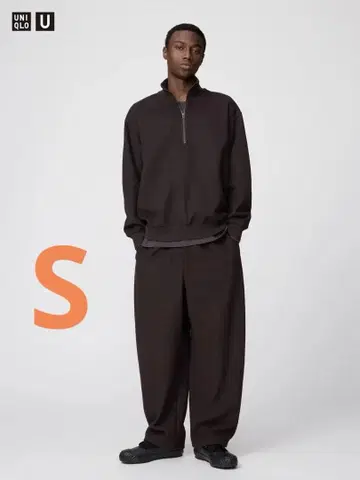 브러쉬드 맨투맨 와이드 팬츠 UNIQLO U 다크 브라운 S