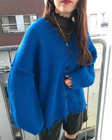 [ INGNI ] 파랑 프린지 가디건 M 사이즈