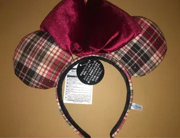 디즈니 미니 리본 체크 무늬 머리띠 택 포함