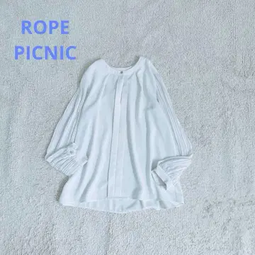 로페피크닉 블라우스 노카라 셔츠 플리츠 슬리브 상의 심플