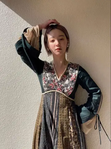 택 포함 미사용 새상품 fumie tanaka 패치워크 원피스