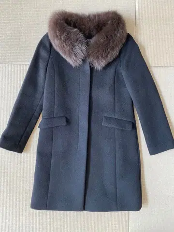 UNITED ARROWS 블랙 롱 코트 퍼 포함