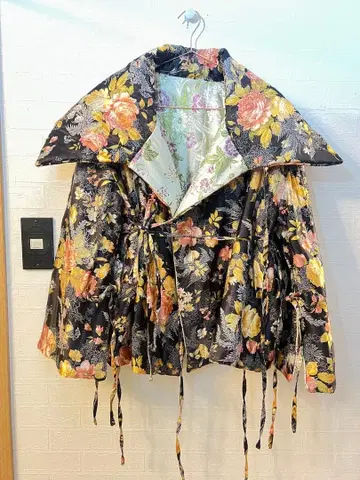 아차츄무 플라워 꽃무늬 오버 사이즈 자켓 코트 아우터