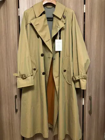 AURALEE FINX CHAMBRAY BIG TRENCH COAT