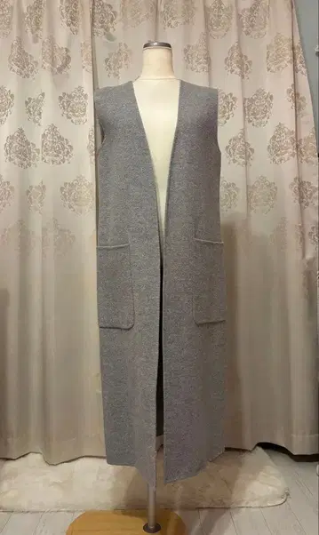 그레이 울 혼방 롱 베스트