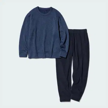 유니클로 니트 플리스 세트 S 룸웨어 파자마 블루