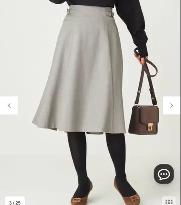 anysis [세탁 가능] 사이드 버클 라이트 스커트 모노톤 체크