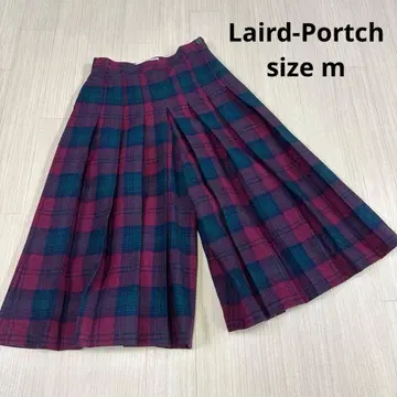 Laird-Portch 체크 무늬 플리츠 와이드 팬츠 가우초 팬츠