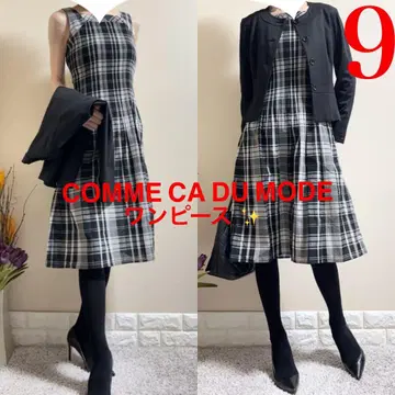 꼼사데모드 COMME CA DU MODE 체크 원피스 9 화이트 블랙