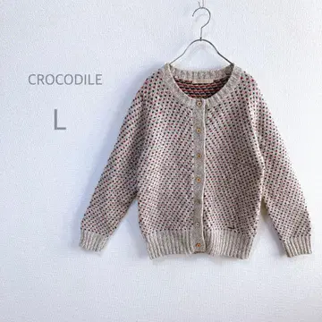 [ CROCODILE ] 니트 가디건 하트 코르크 버튼 로고 자수 따뜻함