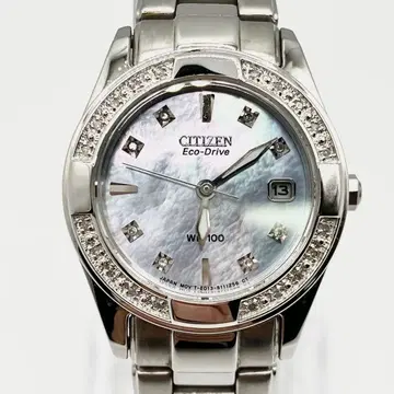 작동품 시티즌 솔라 블루 쉘 다이아 28P 데이트 여성용