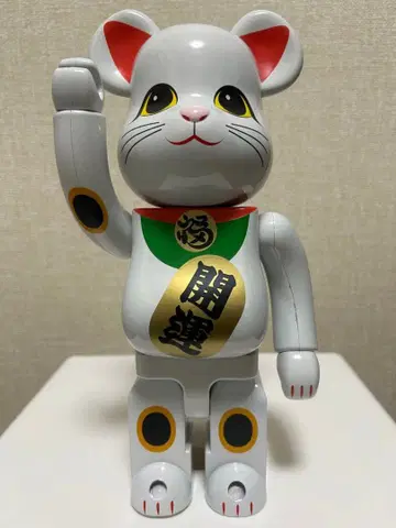 박스 없음 BE@RBRICK 베어브릭 마네키네코 화이트 도금 400%