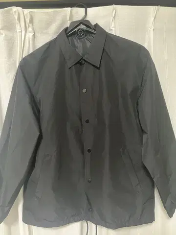 블랙 나일론 버튼 자켓