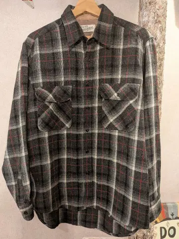 좋은 배색 80s~90s 시어스 섀도우 옴브레 체크 울 플란넬 셔츠