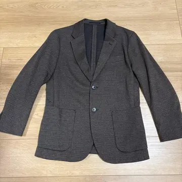 유니클로 UNIQLO 컴포트 2B 자켓 하운드투스 체크 패턴 브라운 XS