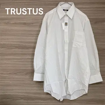 TRUSTUS [ M ] 화이트 스트라이프 긴팔 와이셔츠 40-80