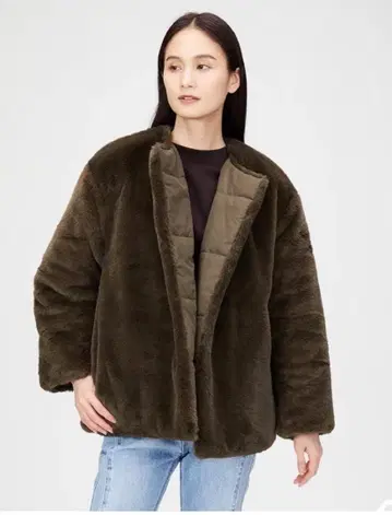 미라 오웬 리버서블 에코 퍼 자켓 블루종