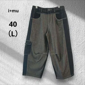 임 센소유니코 데님 와이드 팬츠 그레이 이소재 믹스 40