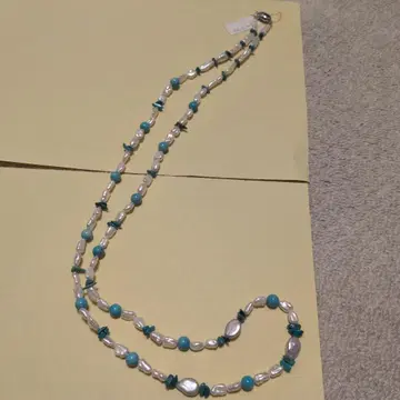 터콰이즈 펄 롱 목걸이