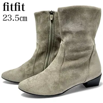새상품 fitfit 23.5cm 숏부츠 스웨이드 사이드 지퍼 그레이