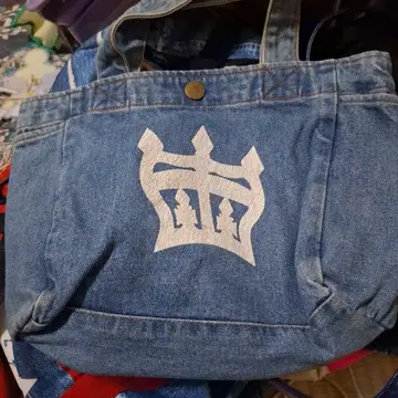 데님 토트백 프린트 로고