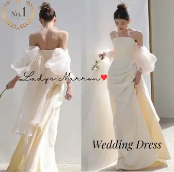 웨딩 드레스 오프숄더 머메이드 S 사이즈 착용 사진 있음
