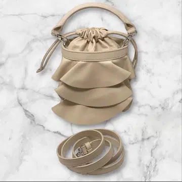미사용 UNITED ARROWS 프릴 버킷 미니 백 베이지