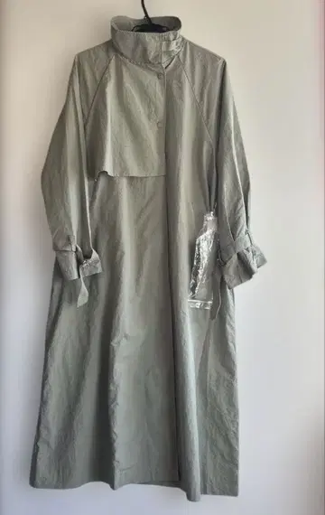 미사용 새상품 옅은 그린 롱 코트 와셔 가공