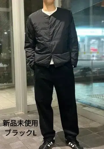 경량 다운 포켓터블 노카라 자켓 무인양품 남성용 L 블랙 새상품