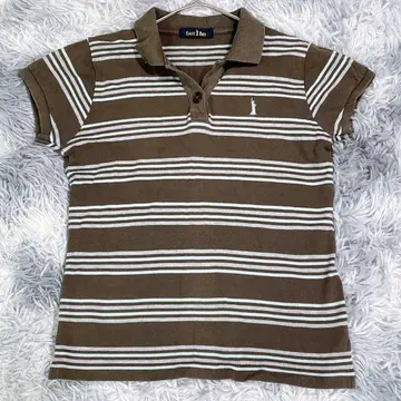 EAST BOY [9] 반팔 피케 셔츠 라이트 브라운 보더 여성용