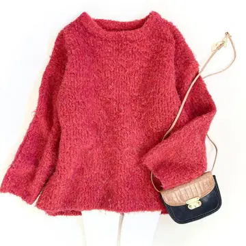 새상품급 윔 가젯 에어리 풀오버 오버 니트 빨간색