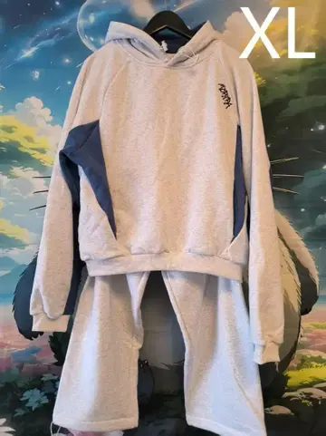 MERTRA 후드티 상하의 세트 자수 그레이+네이비 XL