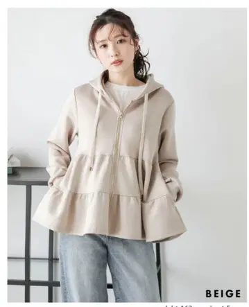 [ 새상품급 ] La-gemme 프릴 후드 후드티 베이지