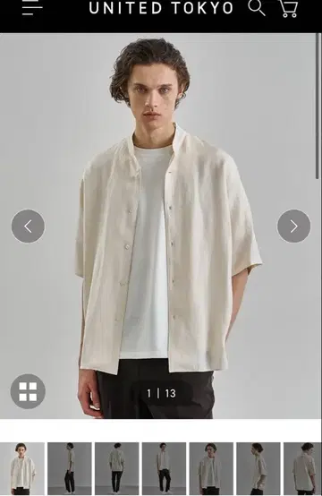 UNITED TOKYO 반팔 셔츠 M 사이즈 크림색