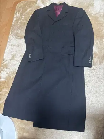 빈티지 스트라이프 블랙 고급 체스터 코트